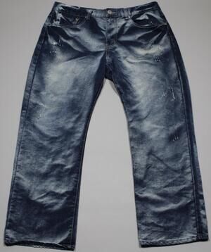 Brooklyn Xpress Jeans Mens 40x30 Blue Distressed Denim Straight Leg Zip Fly